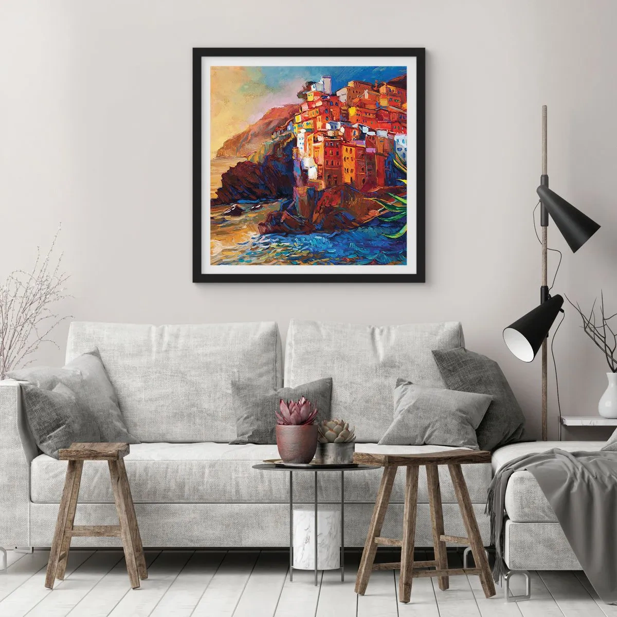 Poster in einem schwarzem Rahmen - Italienische Atmosphäre - 50x50 cm