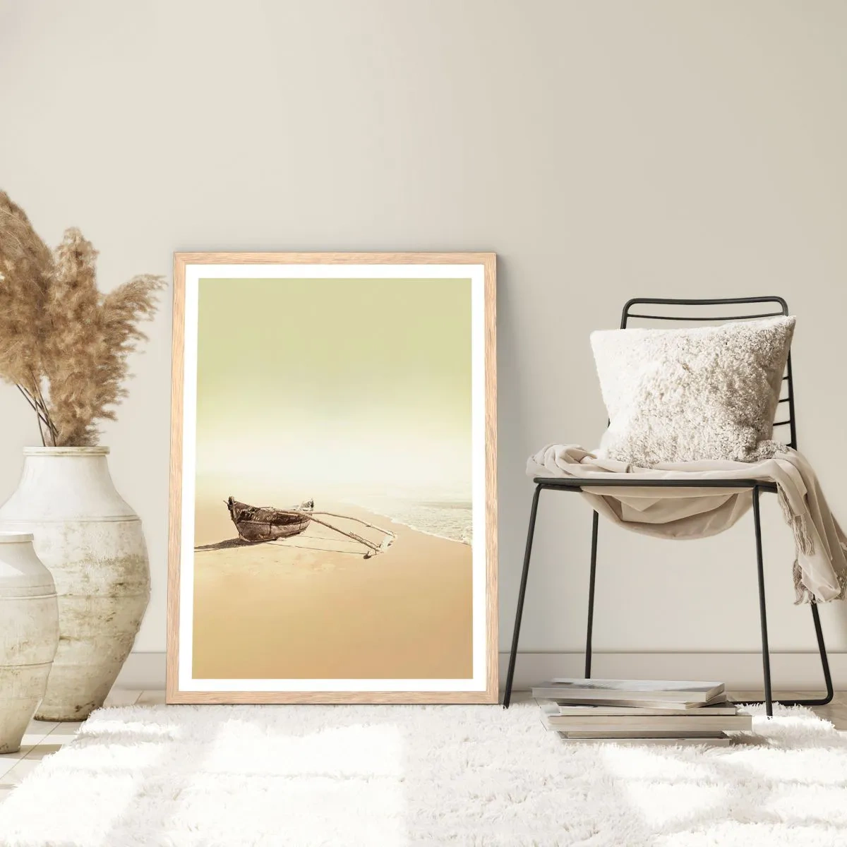 Poster in einem Rahmen aus heller Eiche - Erinnerung an die Südsee - 61x91 cm