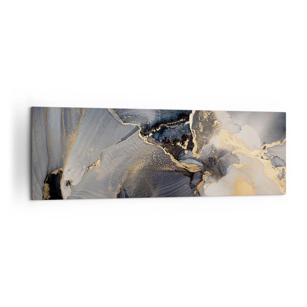 Bild auf Leinwand - Leinwandbild - Abstraktes Gold und Grau auf Leinwand - 160x50cm - Leben aus Stein - Moderne Wanddekoration für Wohnzimmer und Schlafzimmer ARTTOR
