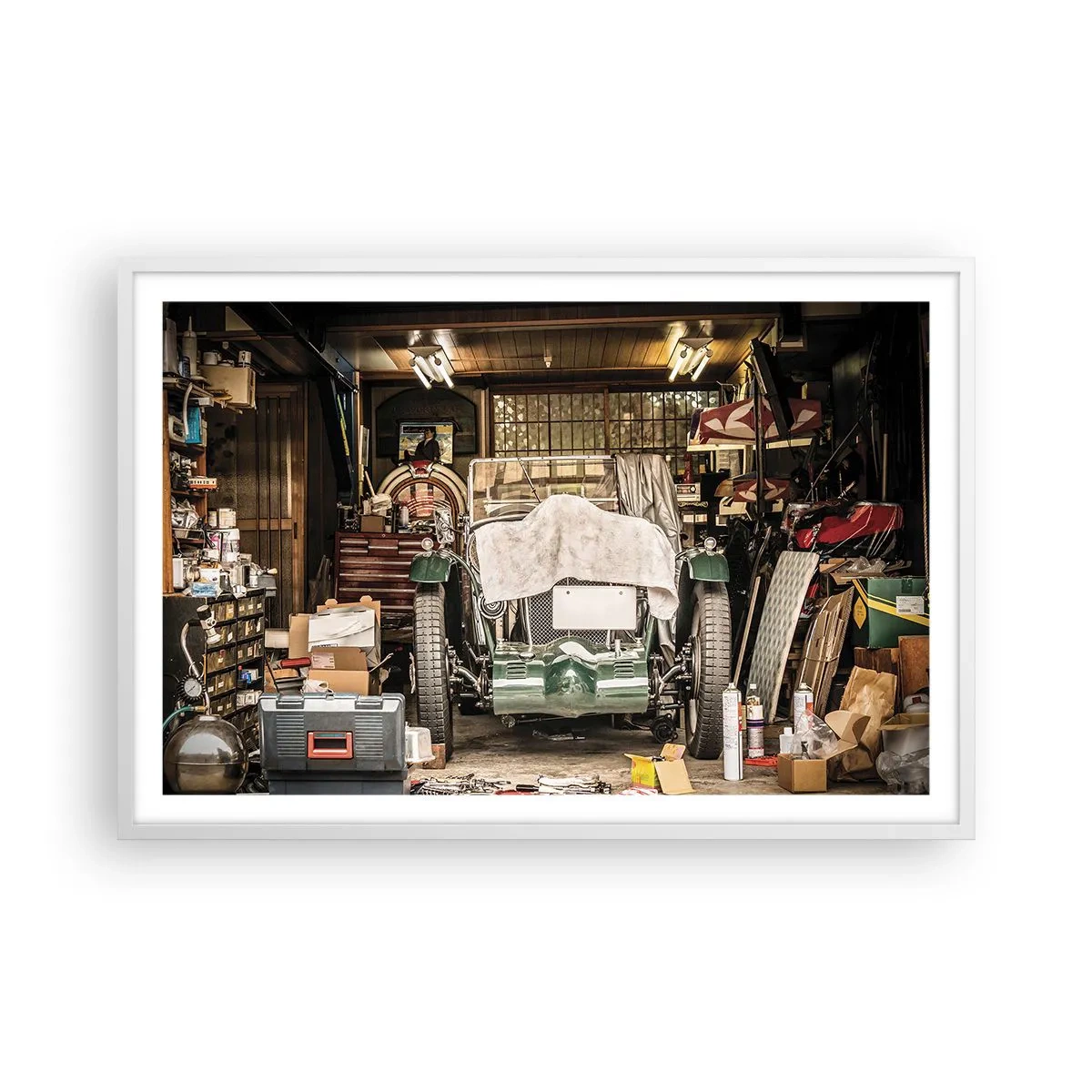 Poster in einem weißen Rahmen - Zurück in die Vergangenheit - 91x61 cm