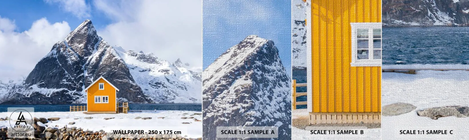 Fototapeten Muster Premium Canvas - Skandinavische Feiertage - Winter, Alpen, Berge - 100x30 cm