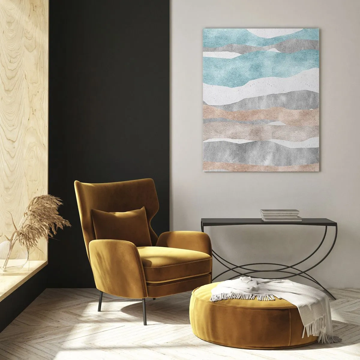 Glasbild - Bild auf glas - Abstrakte Streifen in Pastelltönen - 70x100cm - Studie über Nähe - Moderne Wanddekoration für Wohnzimmer und Schlafzimmer ARTTOR