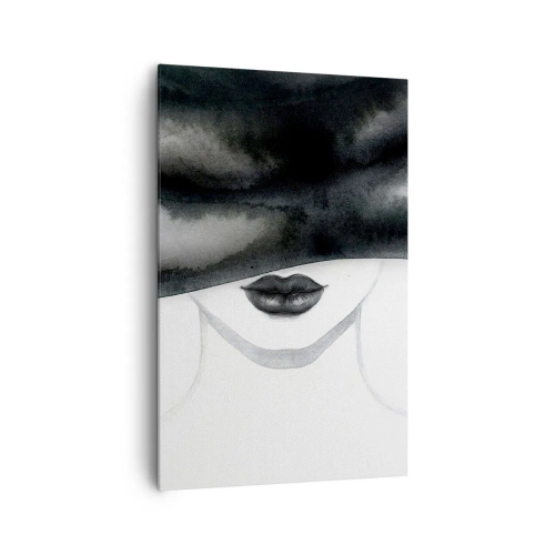Bild auf Leinwand - Leinwandbild - Ein subtiles Porträt einer Frau, deren Gesicht in einem monochromen Stil bedeckt ist. - 80x120cm - Ein sinnliches Geheimnis - Moderne Wanddekoration für Wohnzimmer und Schlafzimmer ARTTOR