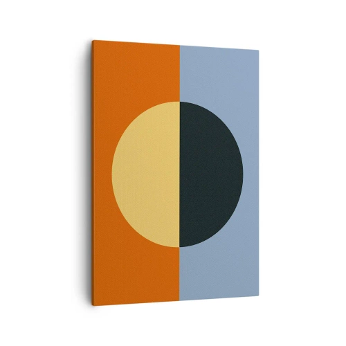 Bild auf Leinwand - Leinwandbild - Geometrische Abstraktion mit kontrastierenden Farben - 50x70cm - Eine Komposition aus Wärme und Kühle - Moderne Wanddekoration für Wohnzimmer und Schlafzimmer ARTTOR