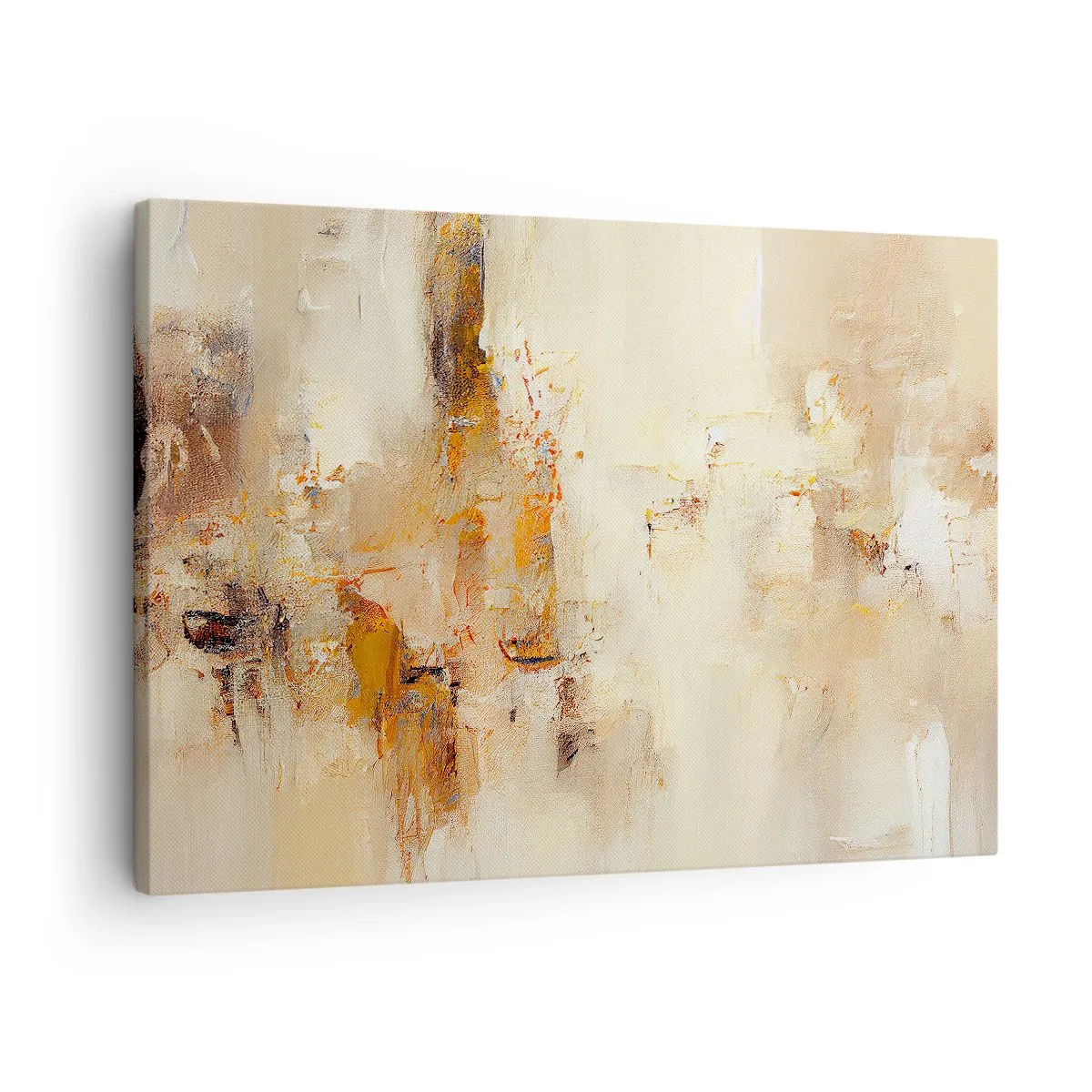 Bild auf Leinwand - Leinwandbild - Eine abstrakte Komposition in warmen Gelb- und Brauntönen. - 70x50cm - Seele aus Bernstein - Moderne Wanddekoration für Wohnzimmer und Schlafzimmer ARTTOR