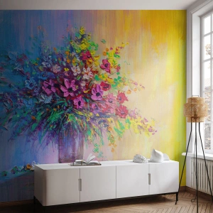 Fototapete Standard Eco - Sommergeschenk der Wiese - Blumen in einer Vase, Stück, Blumenstrauß - 350x256 cm