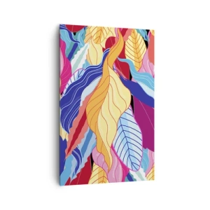 Bild auf Leinwand - Leinwandbild - Kräftig gefärbte Blätter schaffen eine dynamische Komposition - 80x120cm - Buntes Durcheinander - Moderne Wanddekoration für Wohnzimmer und Schlafzimmer ARTTOR