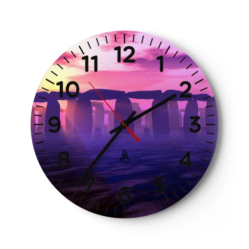 Wanduhr - Glasuhr - Geheimnis im Morgengrauen im Nebel - 40x40 cm