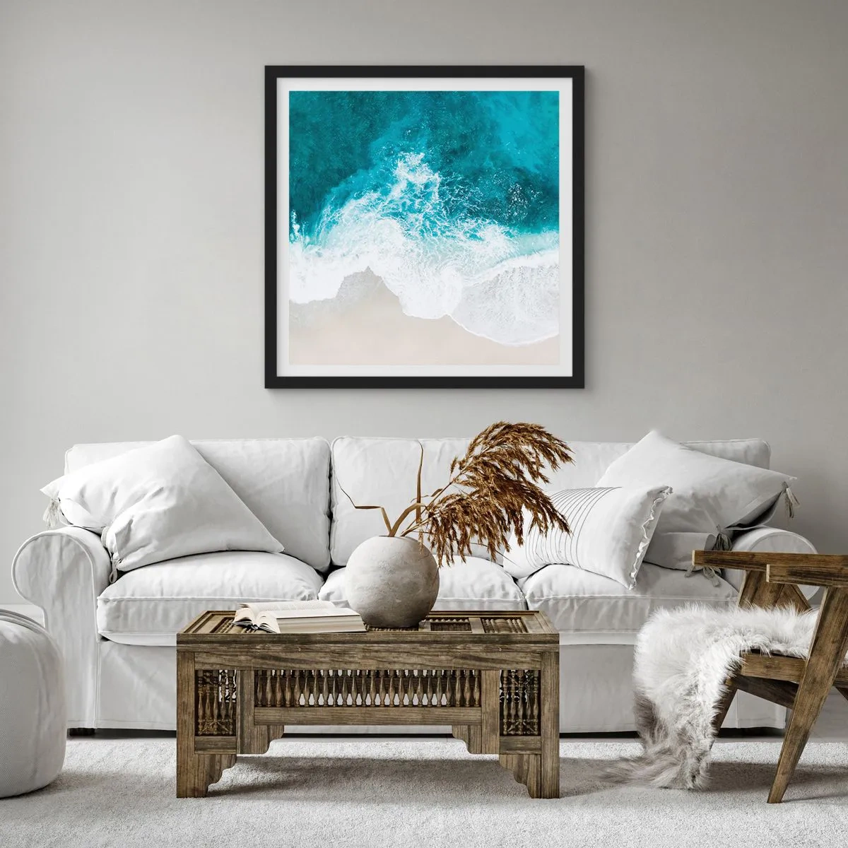 Poster in einem schwarzem Rahmen - Natürliche Liebkosung - 60x60 cm
