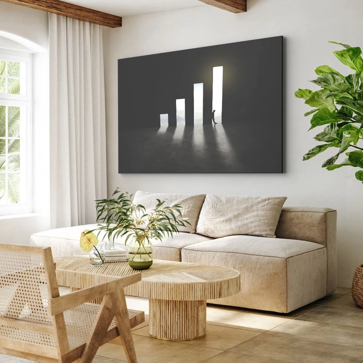 Bild auf Leinwand - Leinwandbild - Symbolisches Wachstum in Form von lichtdurchfluteten Passagen - 100x70cm - Erfolg –