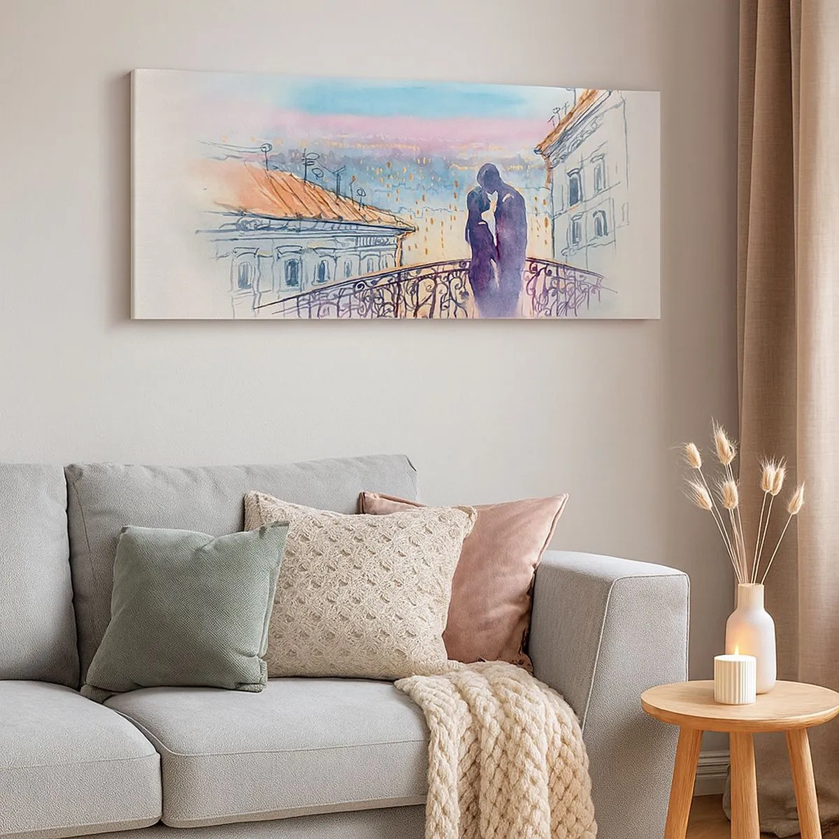 Bild auf Leinwand - Leinwandbild - Paris-Liebhaber - 100x40 cm