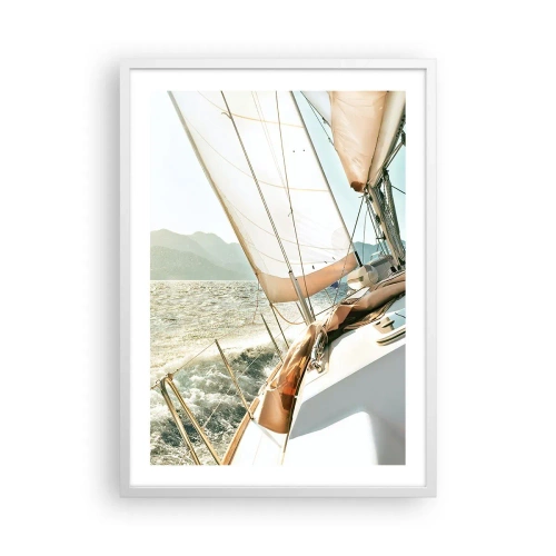 Poster in einem weißen Rahmen - Unter vollen Segeln - 50x70 cm
