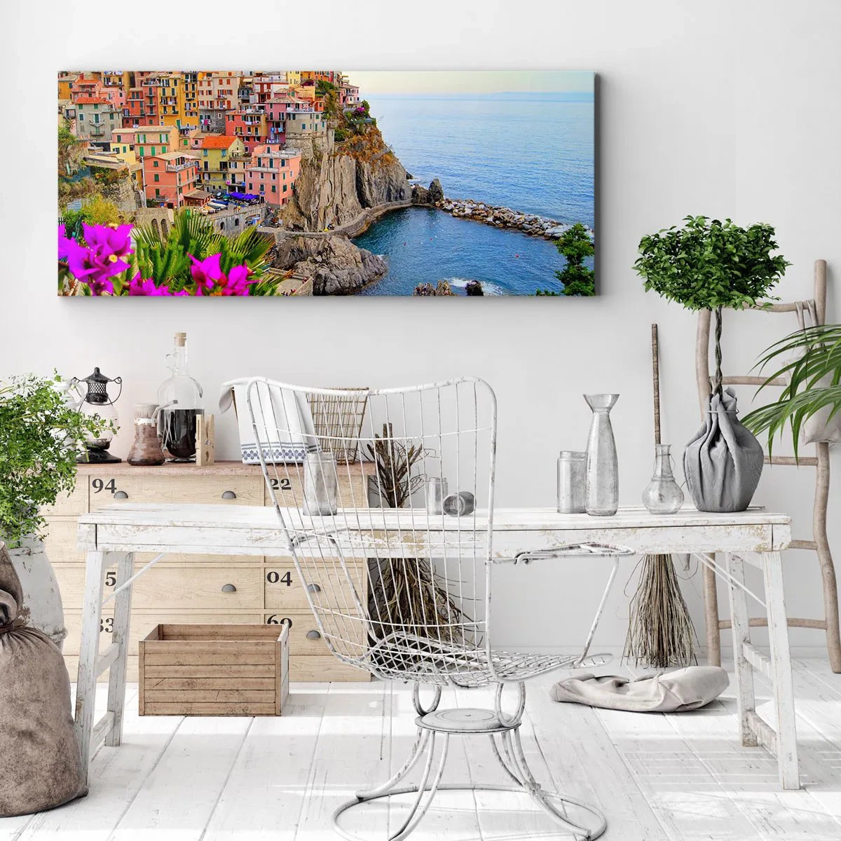 Bild auf Leinwand - Leinwandbild - Lachende Stadt - 100x40 cm