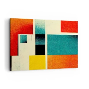 Bild auf Leinwand - Leinwandbild - Geometrische Abstraktion mit farbigen Rechtecken und Quadraten - 100x70cm - Geometrische Abstraktion – gute Energie - Moderne Wanddekoration für Wohnzimmer und Schlafzimmer ARTTOR
