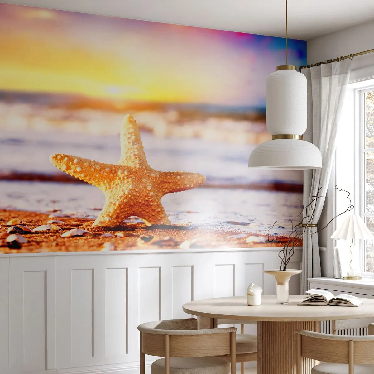 Selbstklebende Fototapete Deluxe Sticker - Meer Geschenk - Seestern, Strand, Ozean - 250x175 cm