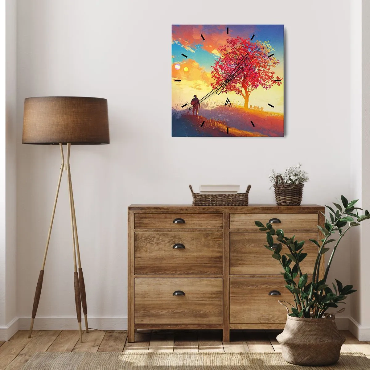 Wanduhr - Glasuhr - Pilger am Ziel - 40x40 cm