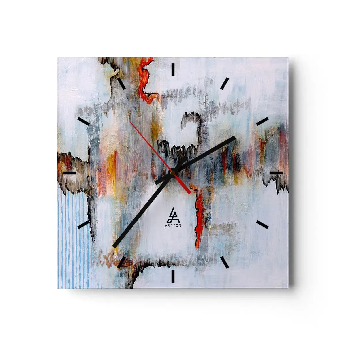 Wanduhr - Glasuhr - Abstraktes Muster mit lebendigen Farben auf hellem Hintergrund - 30x30cm - Ein Stock auf dem Wasser - Moderne Wanddekoration für Wohnzimmer und Schlafzimmer ARTTOR