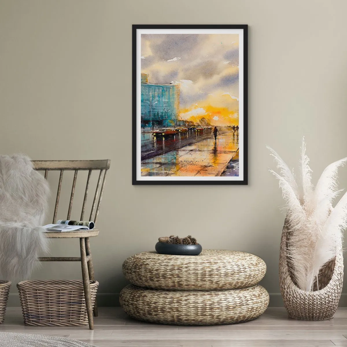 Poster in einem schwarzem Rahmen - Leben am Ufer - 61x91 cm