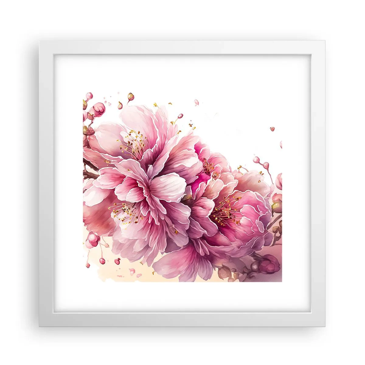 Poster in einem weißen Rahmen - Kirschblütenblüte - 30x30 cm