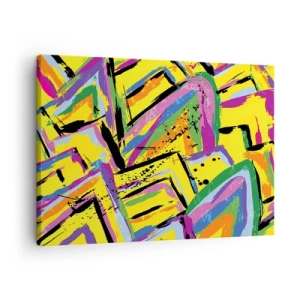 Bild auf Leinwand - Leinwandbild - Lebendige Abstraktion in leuchtenden Farben und dynamischen Formen - 70x50cm - Bis sie vor Freude schreit - Moderne Wanddekoration für Wohnzimmer und Schlafzimmer ARTTOR