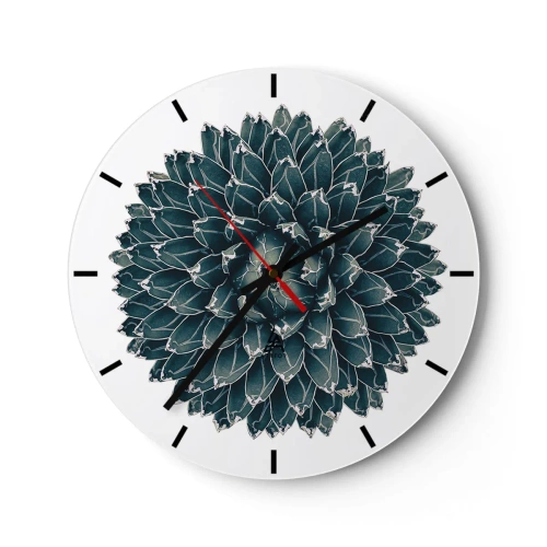 Wanduhr - Glasuhr - Symmetrische Sukkulentenrosette in Grüntönen - 30x30cm - Stern der Wüste - Moderne Wanddekoration für Wohnzimmer, Küche und Schlafzimmer ARTTOR