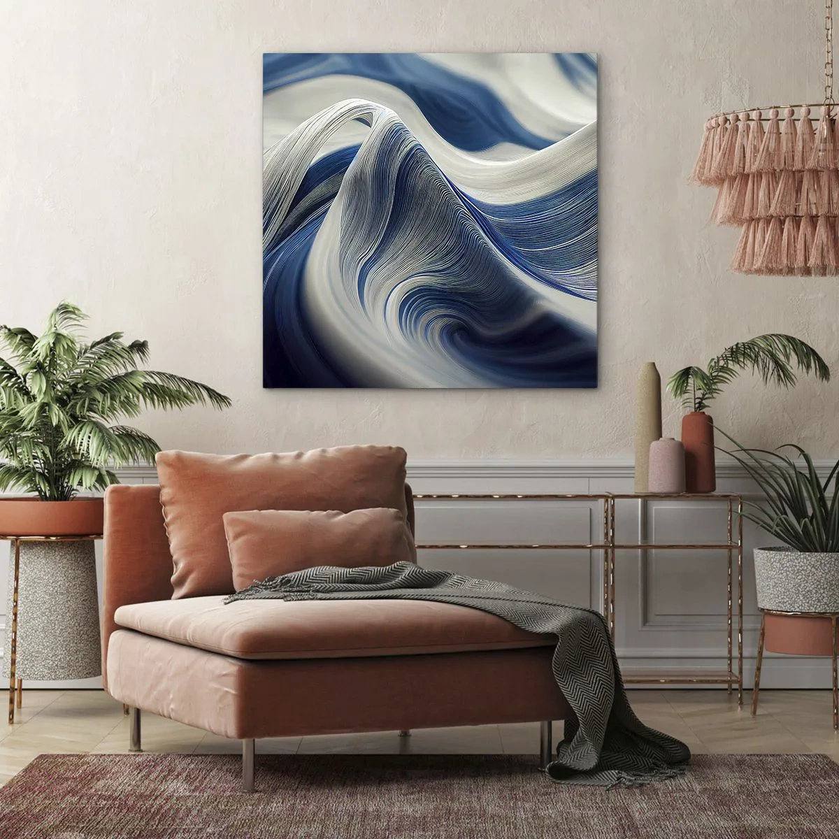 Bild auf Leinwand - Leinwandbild - Fließfähigkeit von Blau und Weiß - 30x30 cm