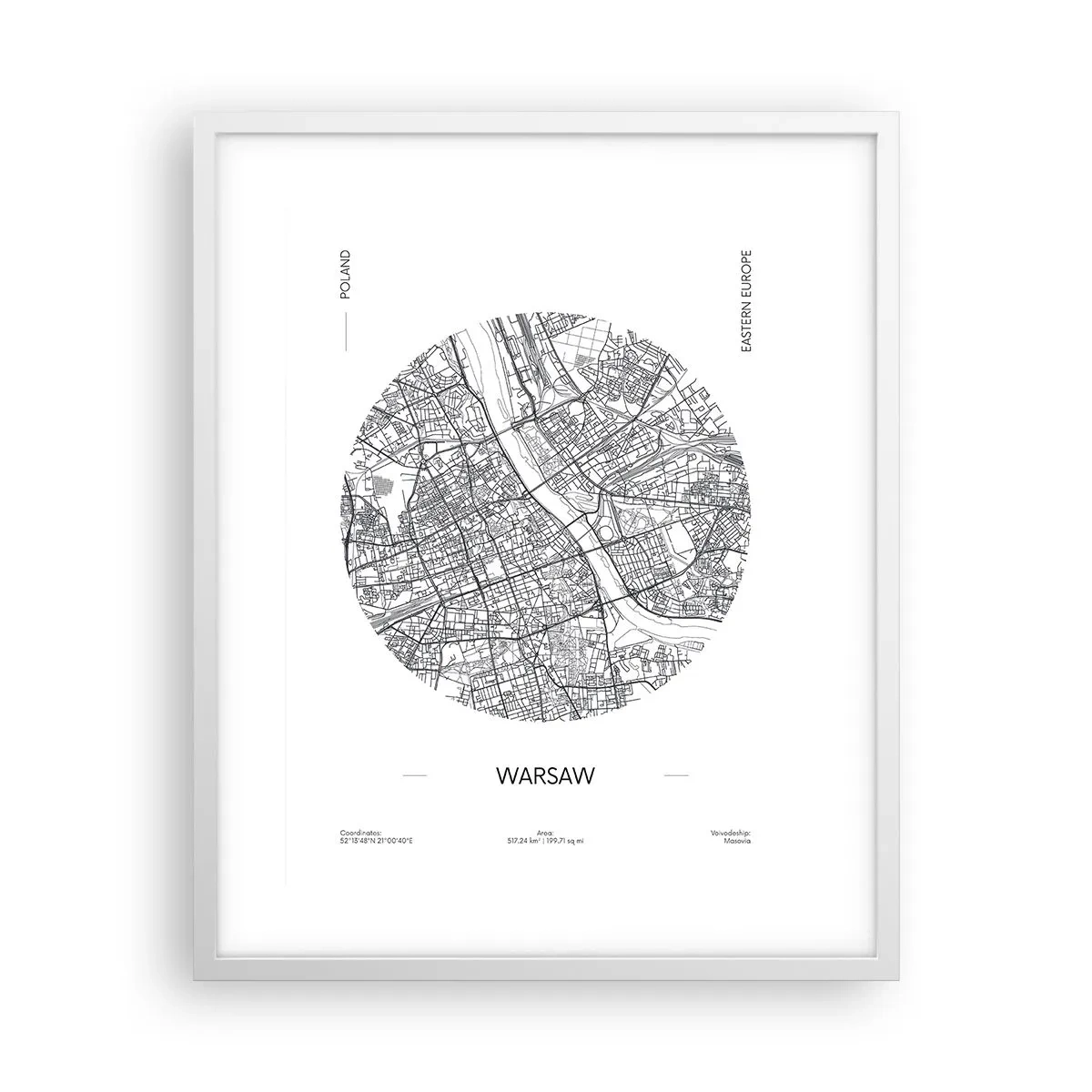 Poster in einem weißen Rahmen - Anatomie von Warschau - 40x50 cm