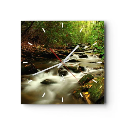 Wanduhr - Glasuhr - Wie flüssiges Silber - 40x40 cm