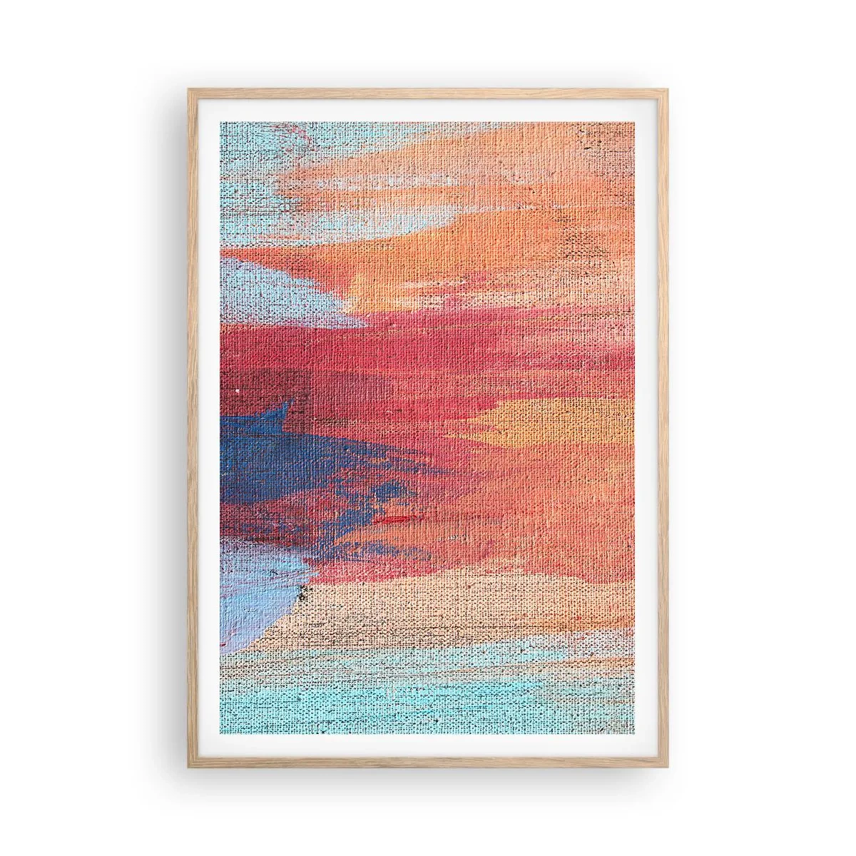 Poster in einem Rahmen aus heller Eiche - Renne den Regenbogen hinunter - 70x100 cm