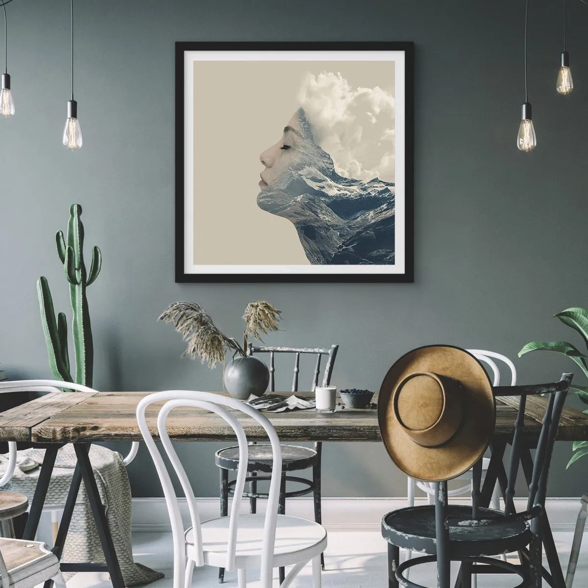Poster in einem schwarzem Rahmen - Die Schönheit der Elemente der Natur - 40x40 cm