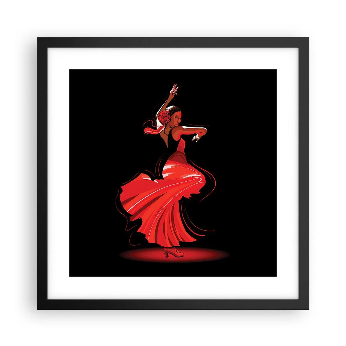 Poster in einem schwarzem Rahmen - Der feurige Geist des Flamenco - 40x40 cm