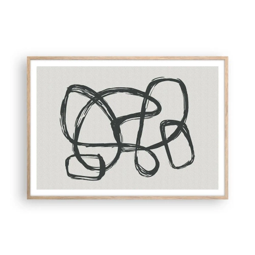 Poster in einem Rahmen aus heller Eiche - Schleifenabstraktion - 100x70 cm