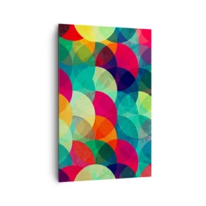 Bild auf Leinwand - Leinwandbild - Bunte geometrische Muster aus Kreisen und Halbkreisen - 80x120cm - Aufstieg zum Regenbogen - Moderne Wanddekoration für Wohnzimmer und Schlafzimmer ARTTOR