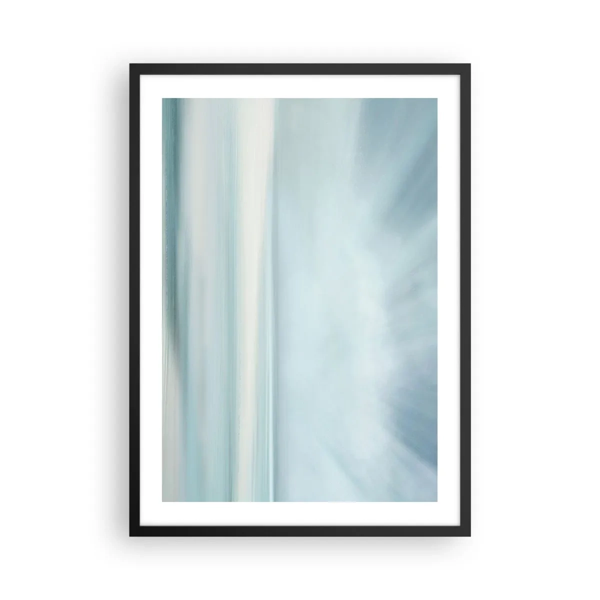 Poster in einem schwarzem Rahmen - Subtile Abstraktion in Blau- und Weißtönen - 50x70cm - Frieden bis zum Horizont - Moderne Wanddekoration für Wohnzimmer und Schlafzimmer ARTTOR