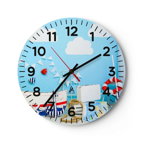 Wanduhr - Glasuhr - Die Sehnsucht eines Kindes nach Abenteuer - 30x30 cm