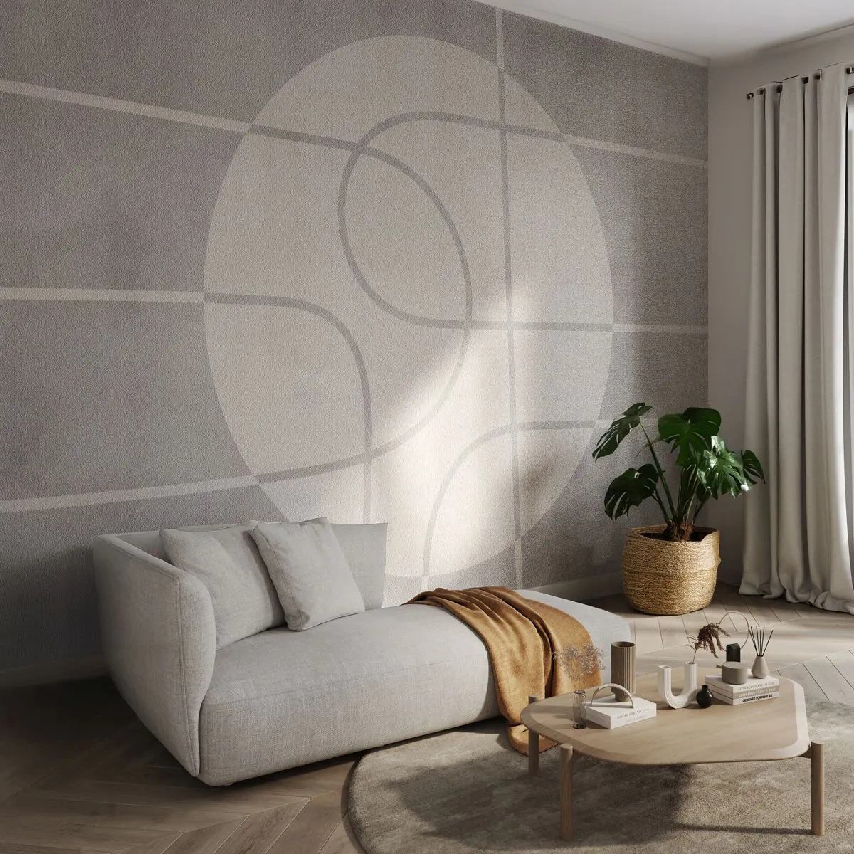 Fototapete Standard Eco - Kreisförmig und geradeaus - Hell, Minimalistisch, Rad - 350x256 cm