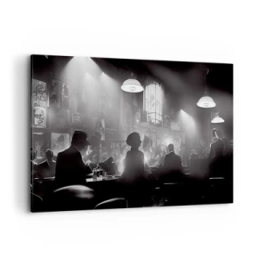 Bild auf Leinwand - Leinwandbild - Schwarz-weiße Jazz-Nachtclubszene - 120x80cm - In Jazz-Atmosphäre - Moderne Wanddekoration für Wohnzimmer und Schlafzimmer ARTTOR