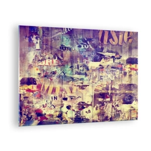Glasbild - Bild auf glas - Abstrakte Komposition mit urbanen Texturen und Graffiti - 70x50cm - Und das ist alles, was es geben wird - Moderne Wanddekoration für Wohnzimmer und Schlafzimmer ARTTOR
