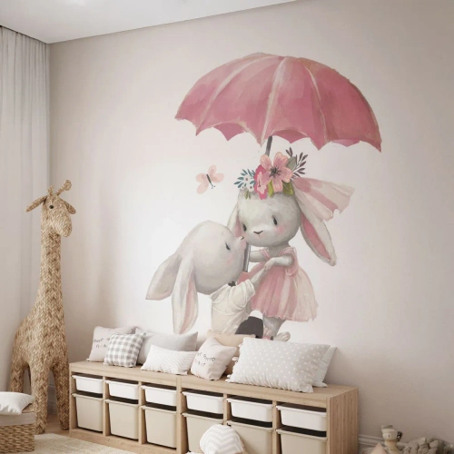 Selbstklebende Fototapete Deluxe Sticker - Das ist eben Liebe - Für Kinder, Kaninchen, Märchen - 100x70 cm