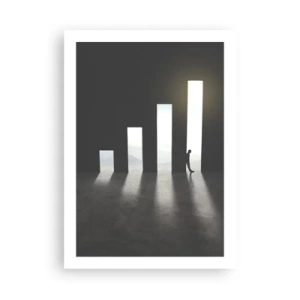 Poster - Eine symbolische Tür in Form eines Graphen mit einer Figur - 50x70cm - Erfolg – 