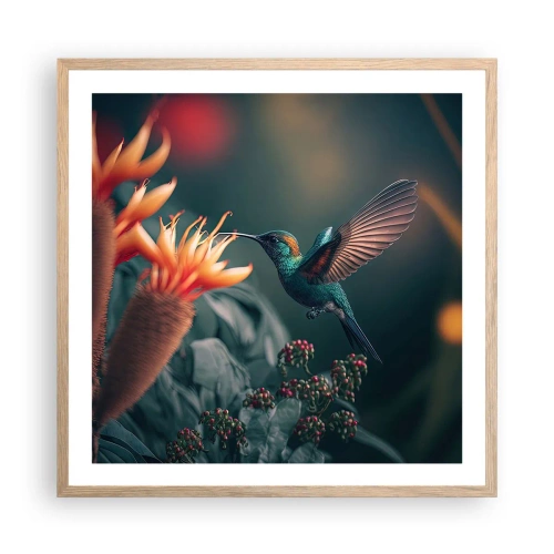 Poster in einem Rahmen aus heller Eiche - Wirklich buntes Leben - 60x60 cm