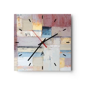 Wanduhr - Glasuhr - Geometrische Komposition in Pastellfarben - 30x30cm - Ruhe der Geometrie - Moderne Wanddekoration für Wohnzimmer und Schlafzimmer ARTTOR