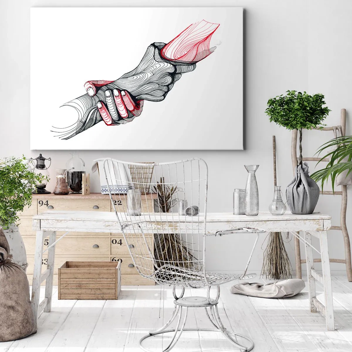 Bild auf Leinwand - Leinwandbild - Künstlerische Hände, die sich im minimalistischen Stil halten - 70x50cm - Sie sind in guten Händen - Moderne Wanddekoration für Wohnzimmer und Schlafzimmer ARTTOR