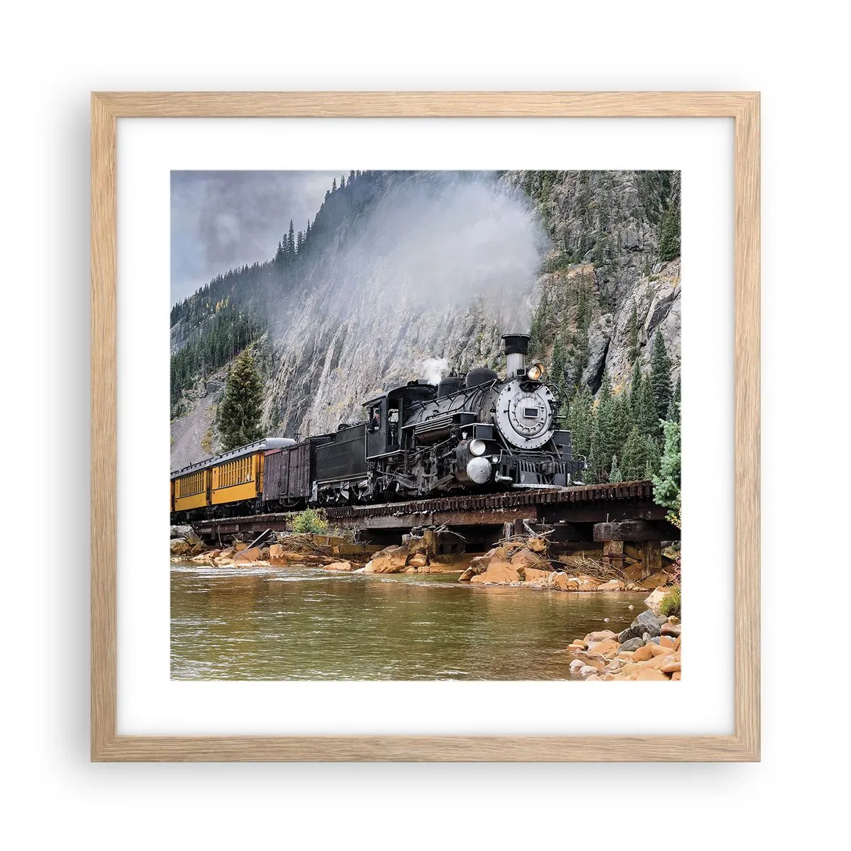 Poster in einem Rahmen aus heller Eiche - Wo willst du hin? Wohin? - 40x40 cm