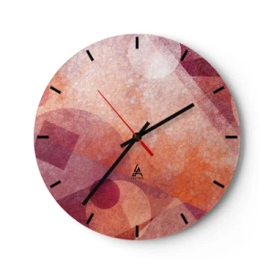 Wanduhr - Glasuhr - Geometrische Transformationen in Pink - 40x40 cm