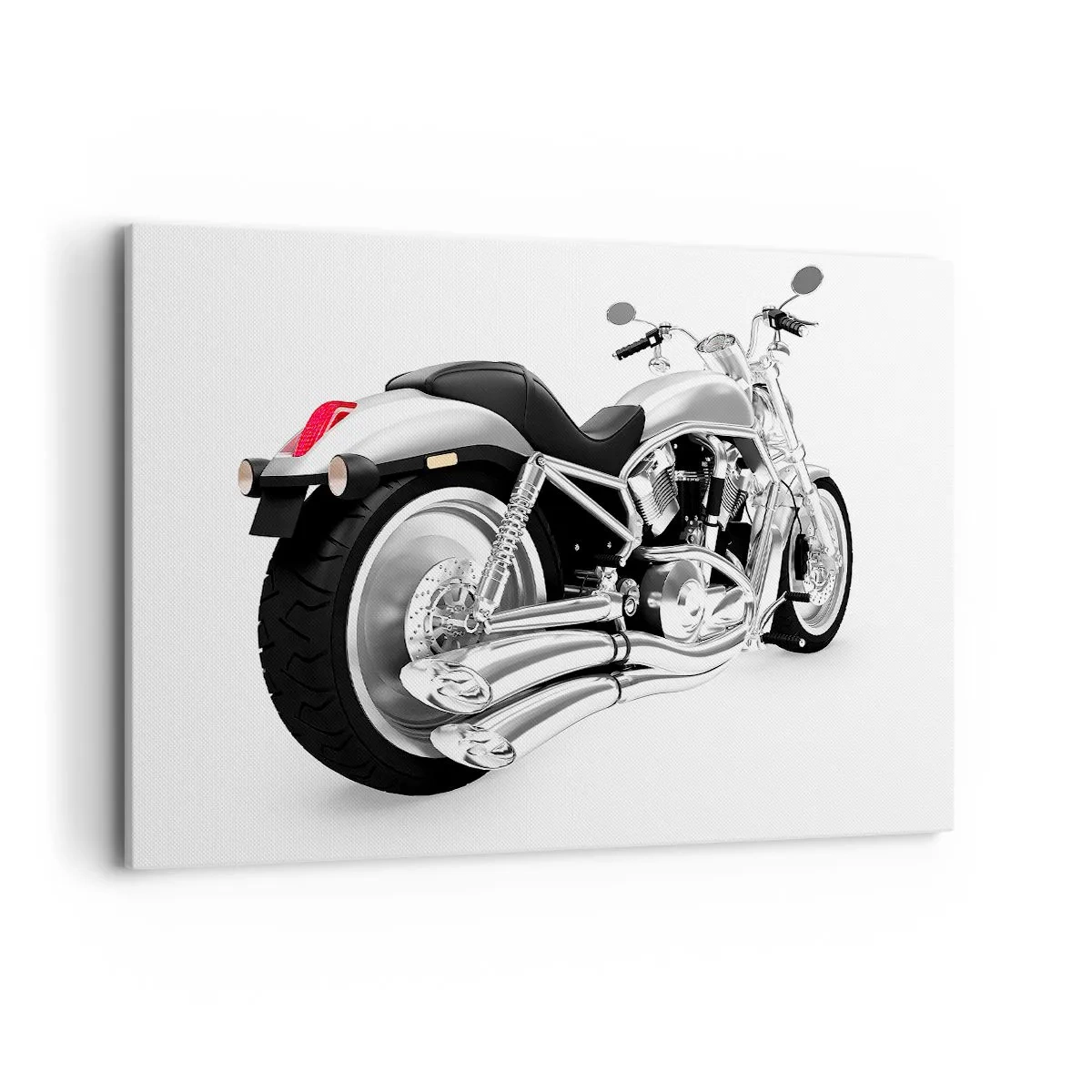 Bild auf Leinwand - Leinwandbild - Chrom Motorrad auf weißem Hintergrund - 120x80cm - Ein Sammlertraum - Moderne Wanddekoration für Wohnzimmer und Schlafzimmer ARTTOR