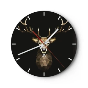 Wanduhr - Glasuhr - Kubistischer Hirsch - 30x30 cm
