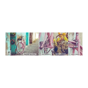 Fototapeten Muster Premium Canvas - Ich komme gleich wieder - Fahrrad, Die Architektur, Blumen - 100x30 cm