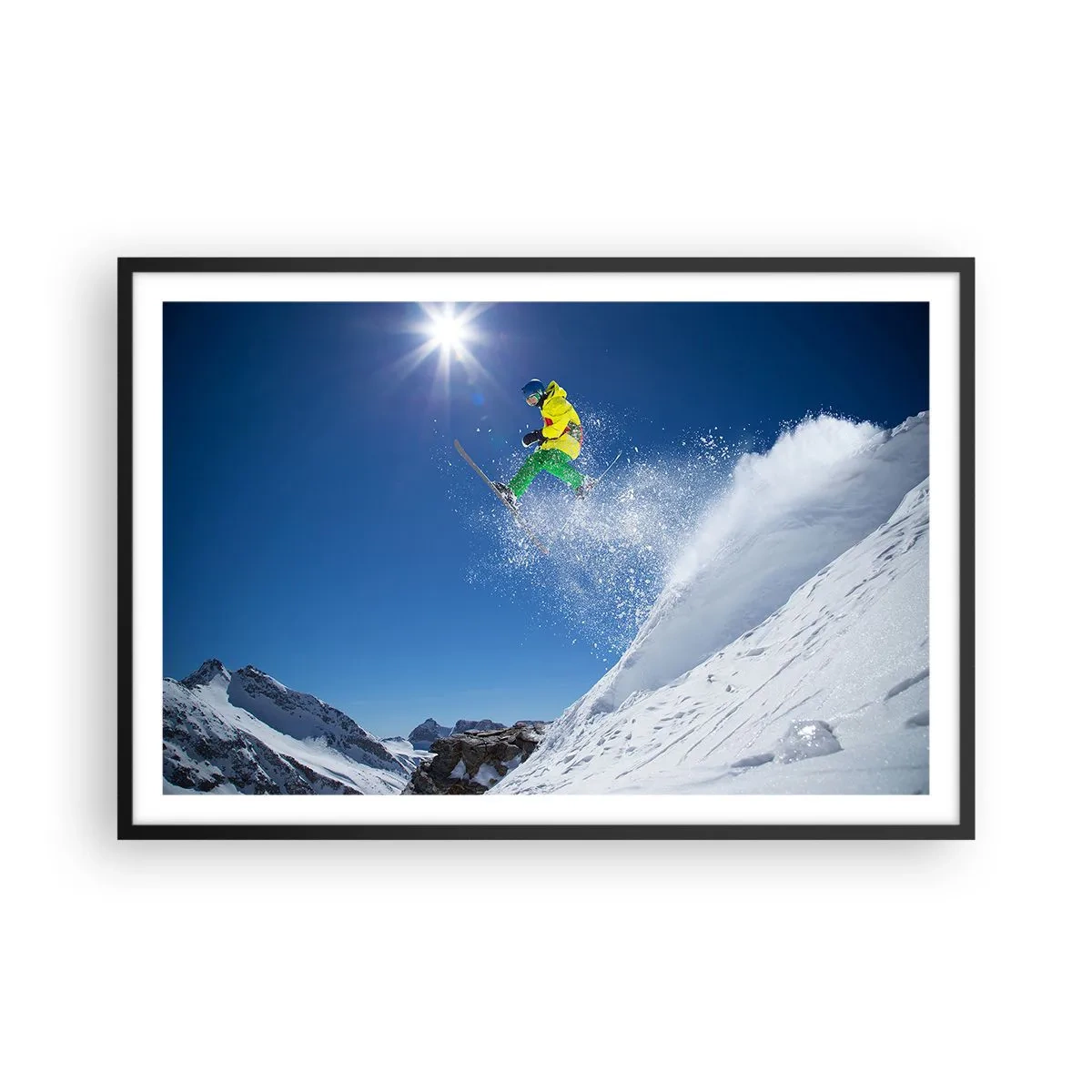 Poster in einem schwarzem Rahmen - Tanzen mit den Bergen - 91x61 cm