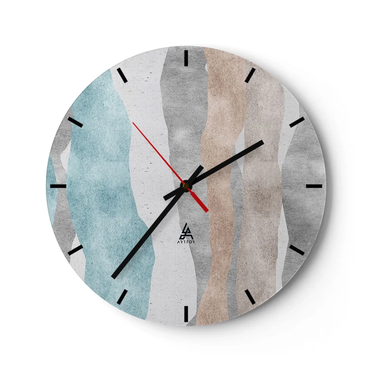Wanduhr - Glasuhr - Abstrakte Pastellwellen auf hellem Hintergrund - 30x30cm - Studie über Nähe - Moderne Wanddekoration für Wohnzimmer, Küche und Schlafzimmer ARTTOR